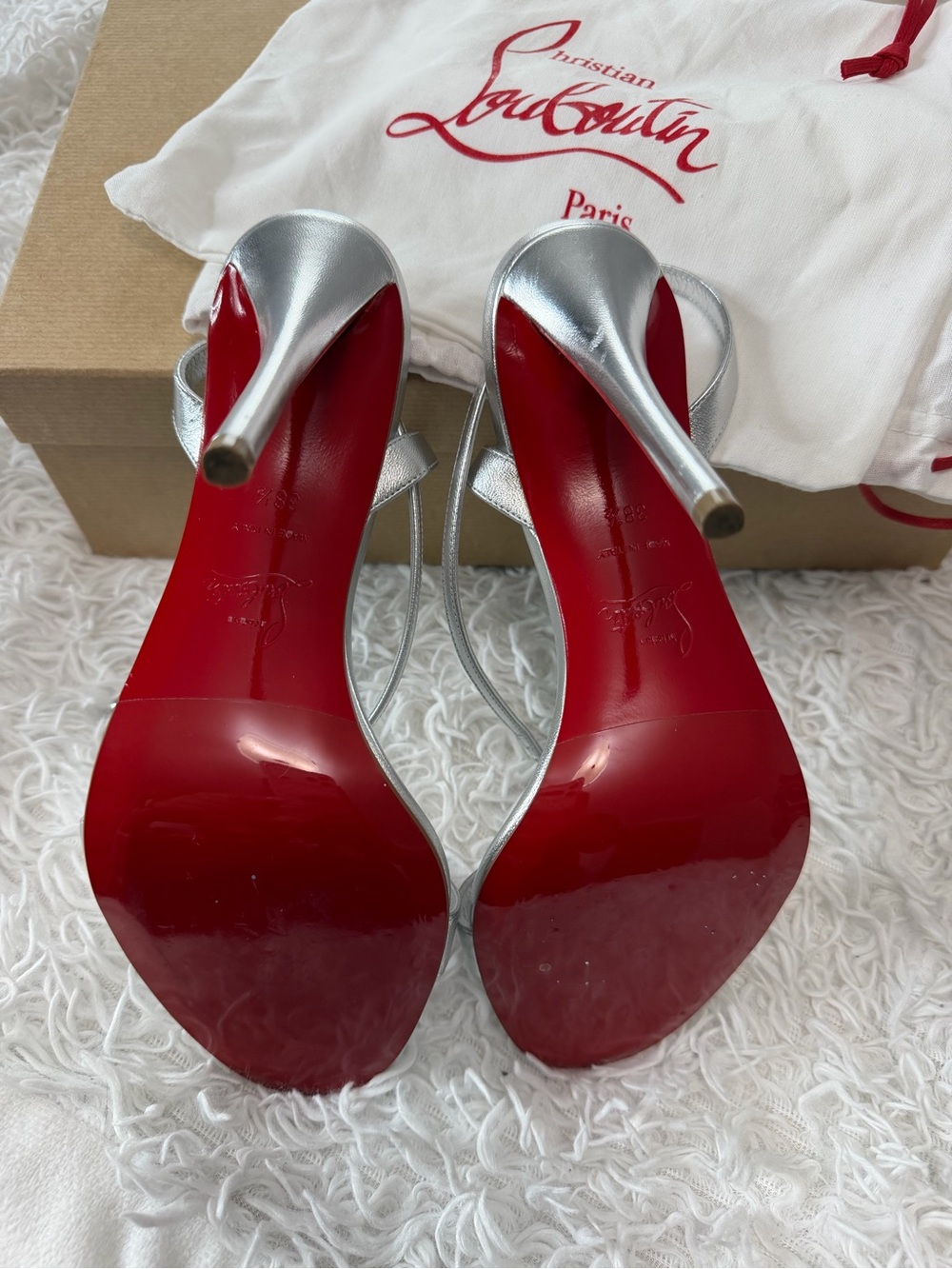 Christian Louboutin "Miss Z" sandals in metallic silver leather - Picture 6 of 15